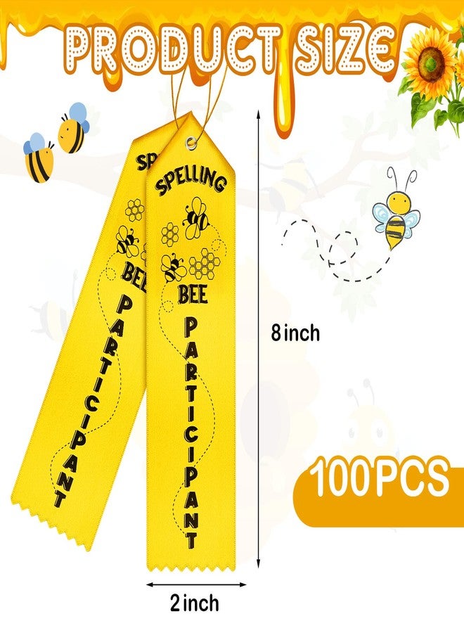 Glenmal Spelling Bee Participant Award Ribbons with Card and String Yellow Participation Ribbon Spelling Bee Medal Ribbons Participant Prize for Kids Competition, 2 x 8 Inch(100 Pcs) - Image 4